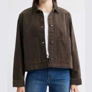 Eileen Fisher Classic Collar Velveteen Jacket Wren