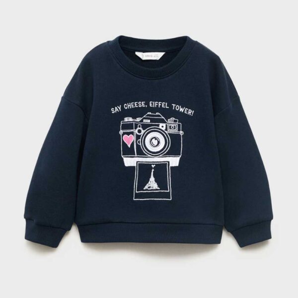 Embroidered drawing sweatshirt Navy