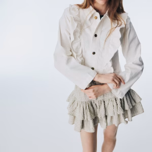 Ruffle-Trimmed Denim Jacket