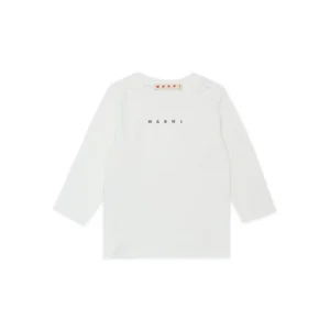 Marni Kids Logo Printed Long-Sleeved T-Shirt White