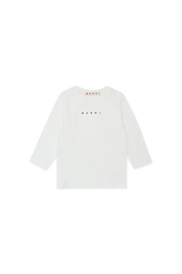 Marni Kids Logo Printed Long-Sleeved T-Shirt White