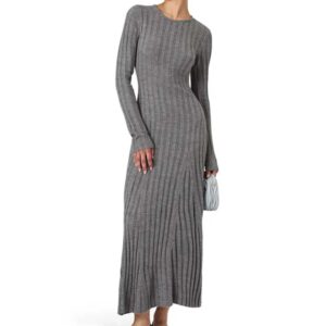 French Connection Long Sleeve Rib Maxi Sweater Dress
