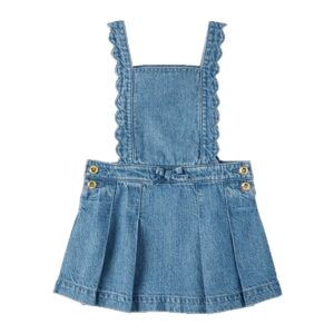 Girls Scalloped Button Denim Jumper - Campus Cuties