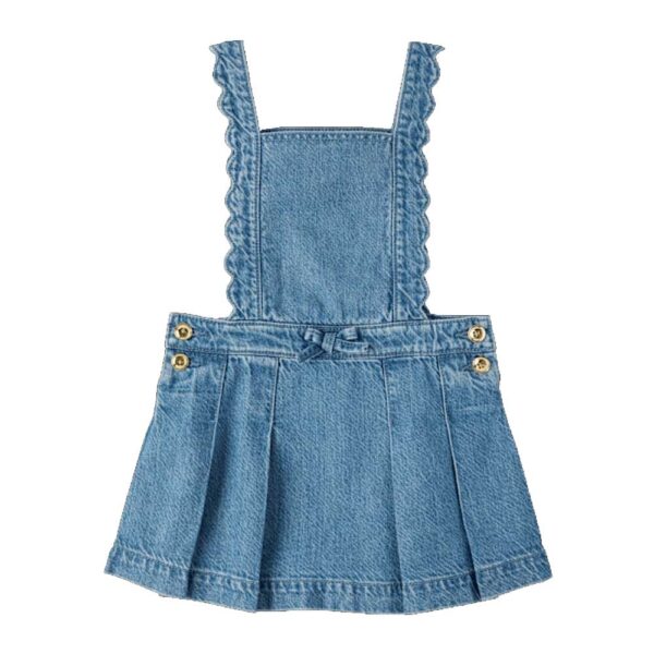 Girls Scalloped Button Denim Jumper - Campus Cuties