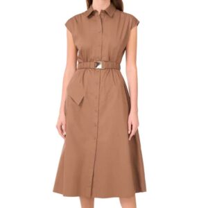 Halogen® Asymmetric Belted Midi Shirtdress Cafe