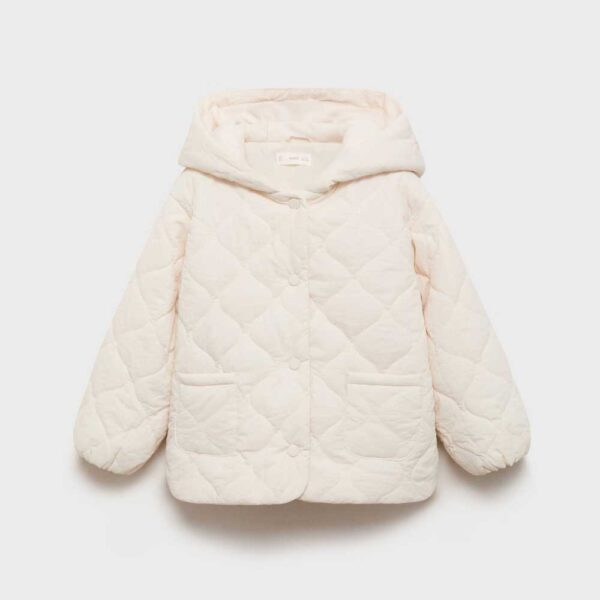 Hood quilted coat Ecru