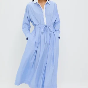 Cornflower Blue Stripe Tie Front Anna Dress