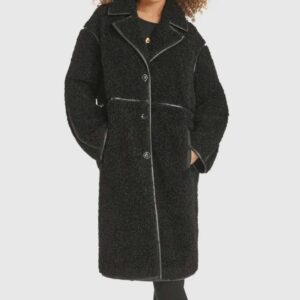 KARL LAGERFELD Faux Shearling Coat Black