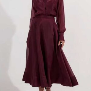 Lydia Millen Organdie Woven Prom Skirt cabernet
