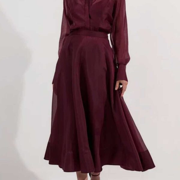 Lydia Millen Organdie Woven Prom Skirt cabernet
