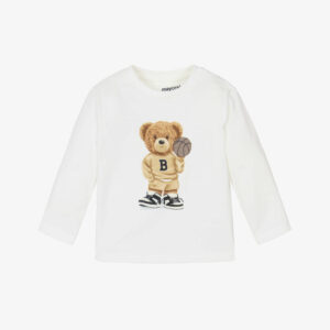 Mayoral Boys Ivory Basketball Bear Print Cotton Top