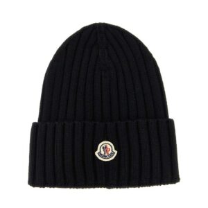 Moncler Logo Patch Ribbed Beanie