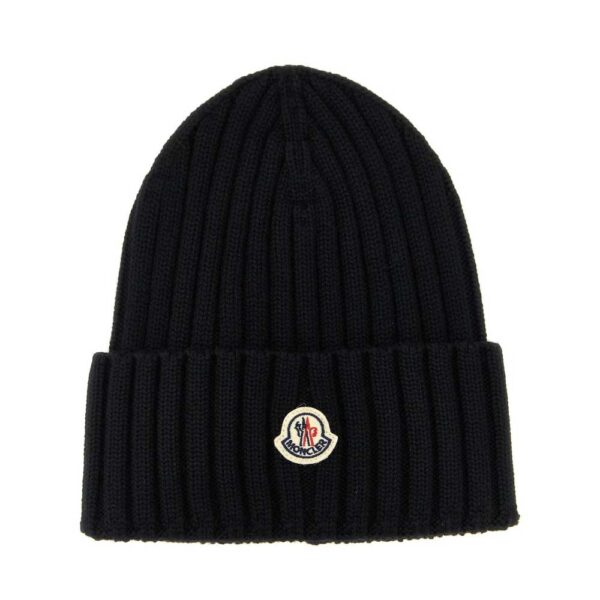 Moncler Logo Patch Ribbed Beanie