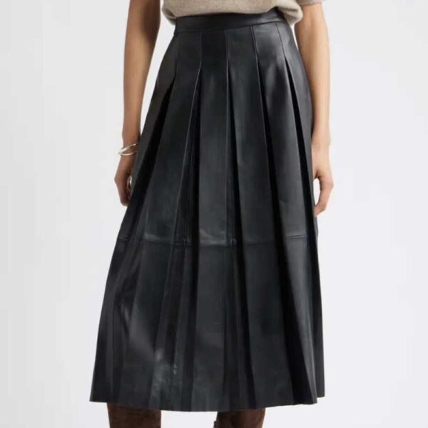 Nordstrom Pleated Leather Skirt Black