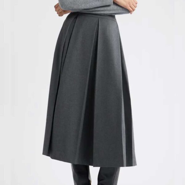 Nordstrom Pleated Midi Skirt Grey Dark Heather