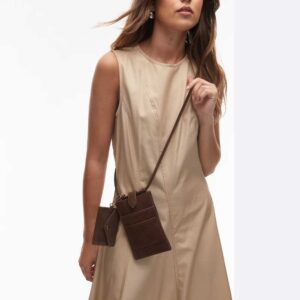 & Other Stories leather suede phone pouch