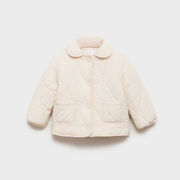 Padded anorak with shearling lining Ecru