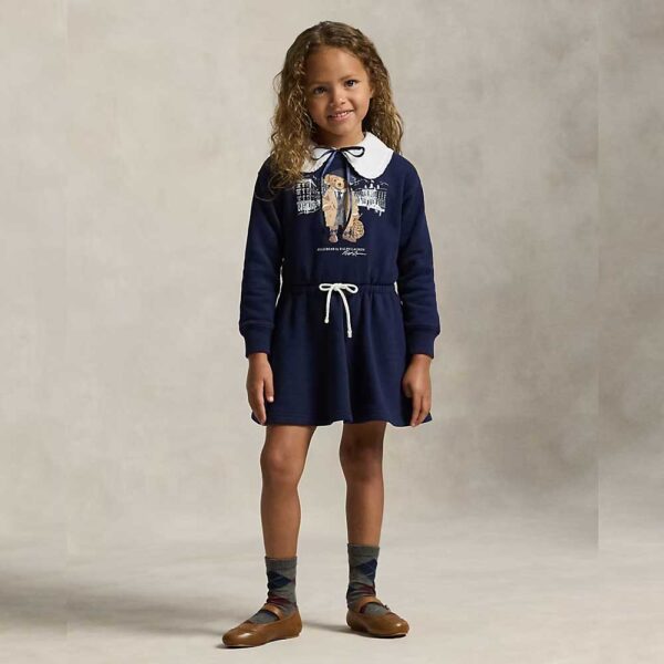 Polo Bear Fleece Sweatshirt Dress Refined Navy