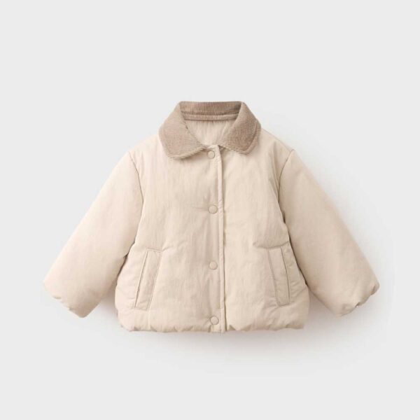Quilted anorak with contrasting collar Beige
