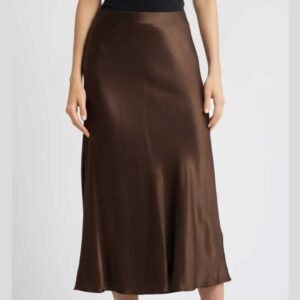 Rails Anya Satin Midi Skirt Dark Moss
