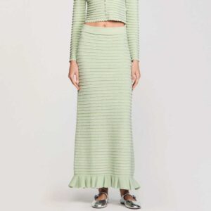 Rhinestone knit maxi skirt Almond Green