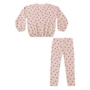 Rylee + Cru Polka Dot Knit Top & Leggings Set