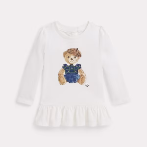 Polo Bear Cotton Long-Sleeve Peplum Tee