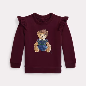 Ruffled Polo Bear Fleece Sweatshirt