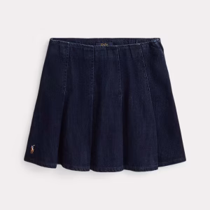 Pleated Cotton Denim Skirt