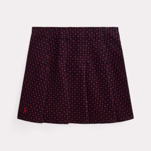 Floral Pleated Corduroy Skirt