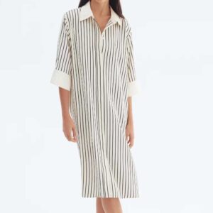 Shirt Dress with Belt Cream/striped