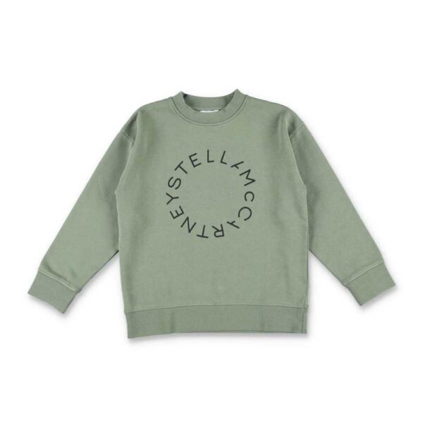 Stella McCartney Kids Logo Printed Crewneck Sweatshirt Green