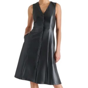 Steve Madden Bridgette Faux Leather Dress Black