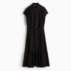 Tie-Belt Shirt Dress Black