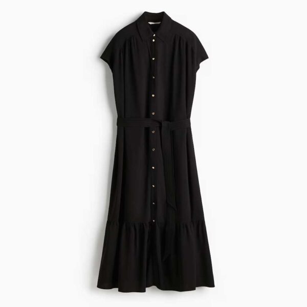 Tie-Belt Shirt Dress Black
