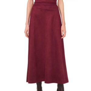 Vince Camuto Faux Suede A-Line Maxi Skirt Grape Wine