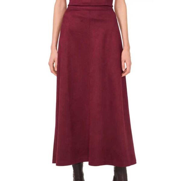 Vince Camuto Faux Suede A-Line Maxi Skirt Grape Wine