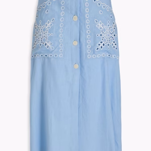 SANDRO Broderie anglaise linen-blend midi skirt