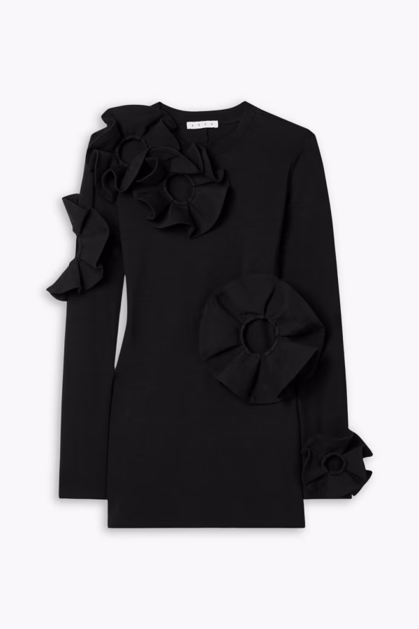 AREA Appliquéd cutout cotton-blend jersey mini dress
