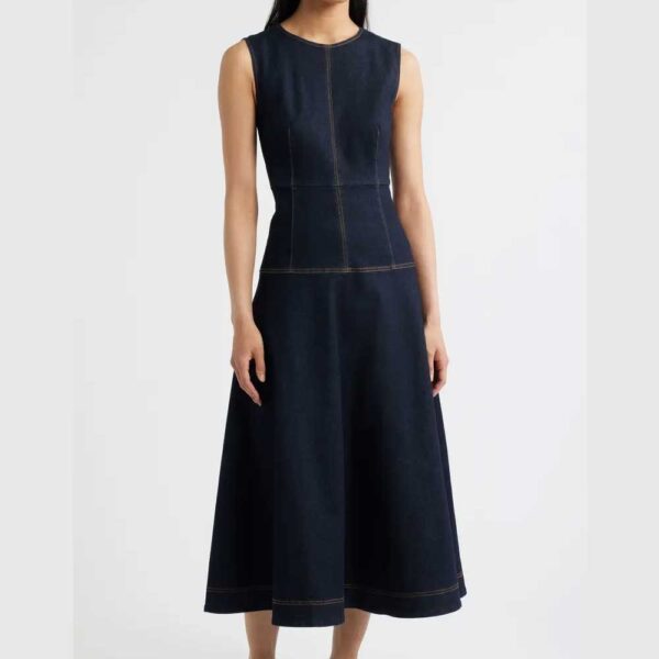 ZOE AND CLAIRE Sleeveless Denim A-Line Midi Dress