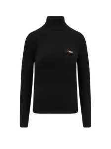 Elisabetta Franchi Breast Pocket Ribbed Knit Top