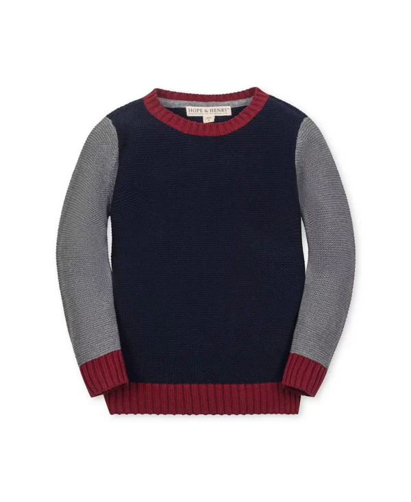 Hope & Henry Organic Long Sleeve Crewneck Pullover Sweater - Big Kid