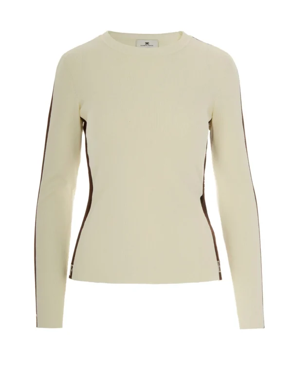 Elisabetta Franchi Crewneck Side Slit Top