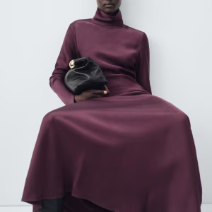 Satin high-neck dress