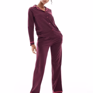 Chelsea Peers cotton long sleeve revere pajama set in Good Night print