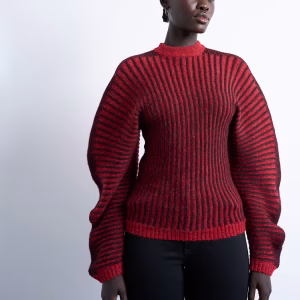 Topshop cocoon plated ribbed sweater in red