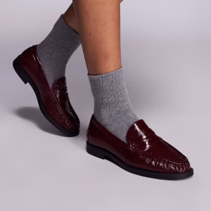 River Island ruched loafers in burgundy