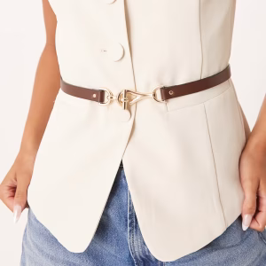 ASOS DESIGN waist and hip snaffle hook belt in chocolate