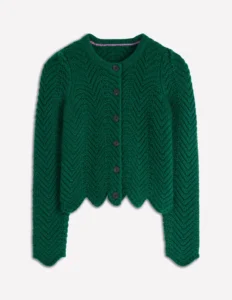 Chunky Chevron Knitted Jacket Emerald Night