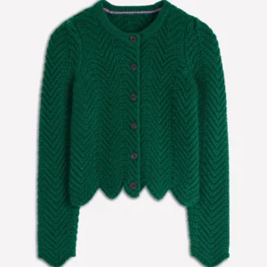 Chunky Chevron Knitted Jacket Emerald Night
